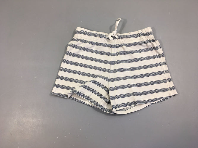 Short jersey blanc rayé bleu marine, moins cher chez Petit Kiwi