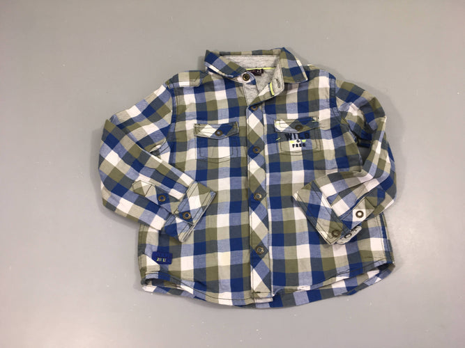 Chemise m.c à carreaux blanc/bleu/vert, moins cher chez Petit Kiwi