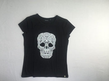 T-shirt m.c noir tête de mort irisée
