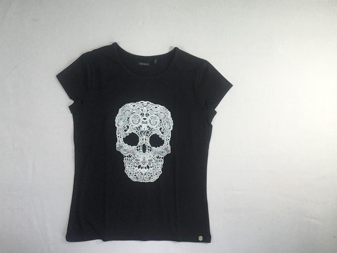 T-shirt m.c noir tête de mort irisée, moins cher chez Petit Kiwi
