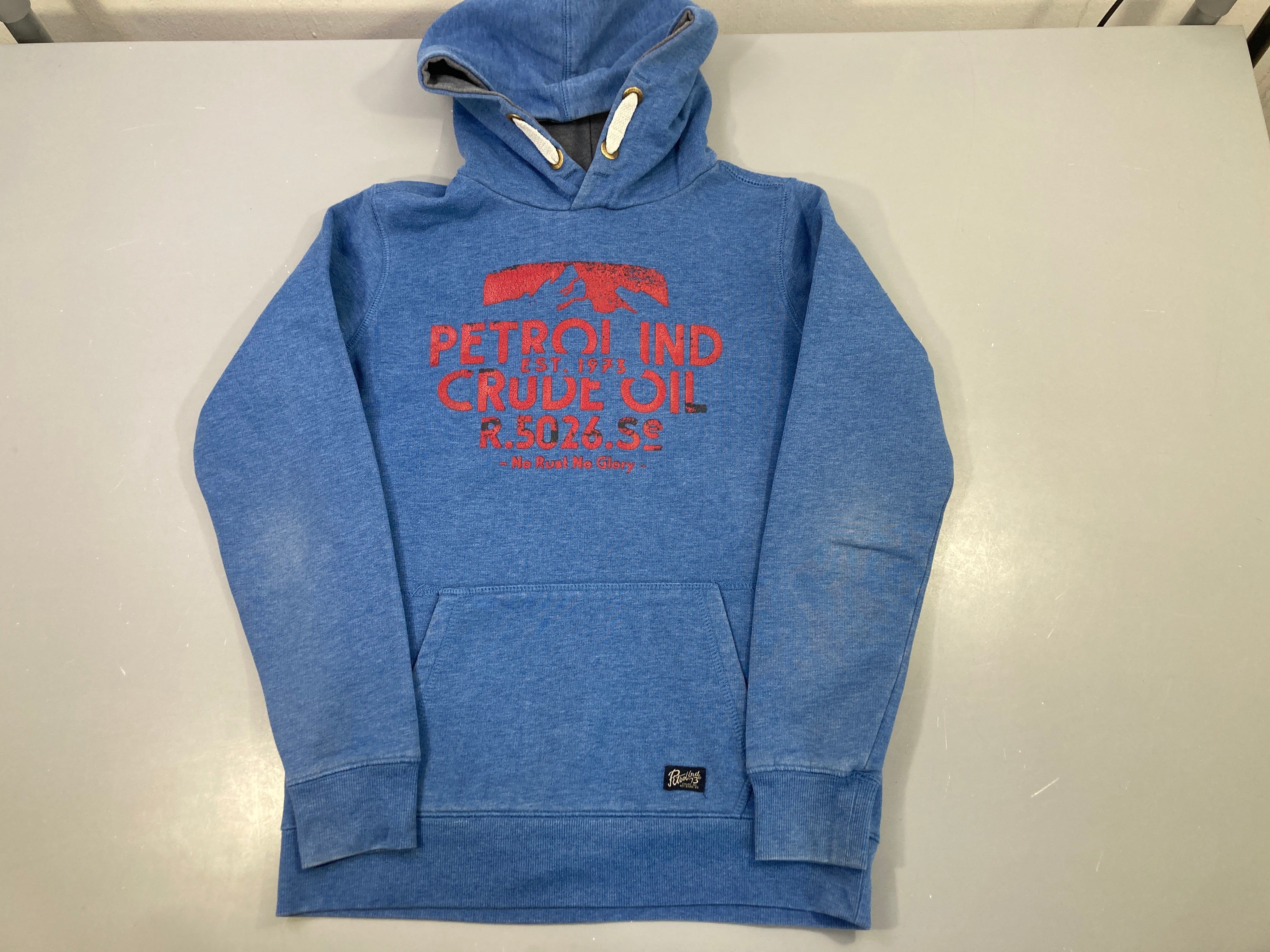 Sweat capuche bleu chiné Petrol Ind Crude Oil