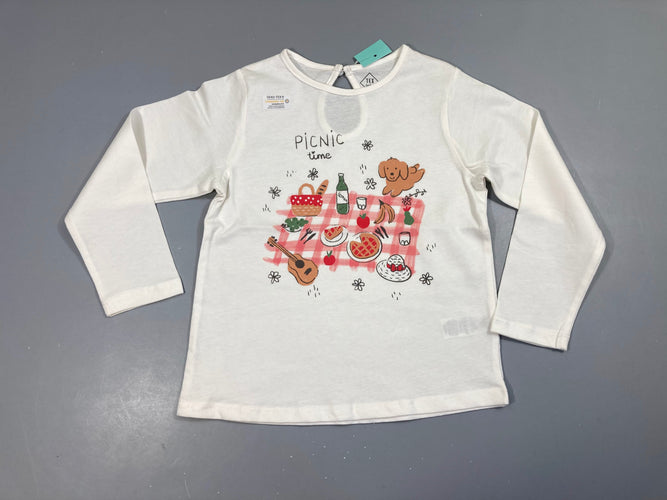 NEUF T-shirt m.l blanc flammé pic-nic, moins cher chez Petit Kiwi