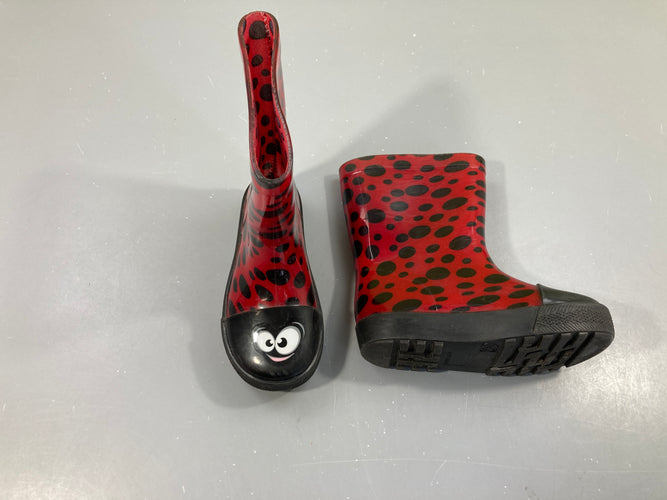 Bottes rouge coccinelles (motifs griffé), moins cher chez Petit Kiwi
