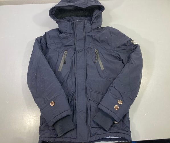 Veste capuche bleu marine zippé poches zippées, moins cher chez Petit Kiwi