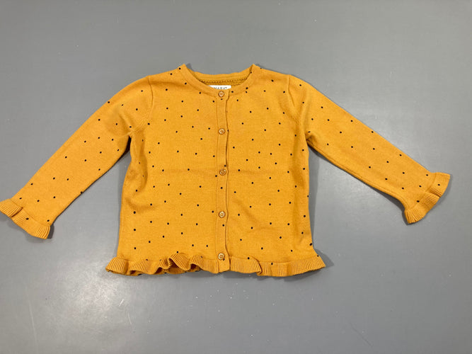 Gilet orange pois, unpeu bouloché, moins cher chez Petit Kiwi