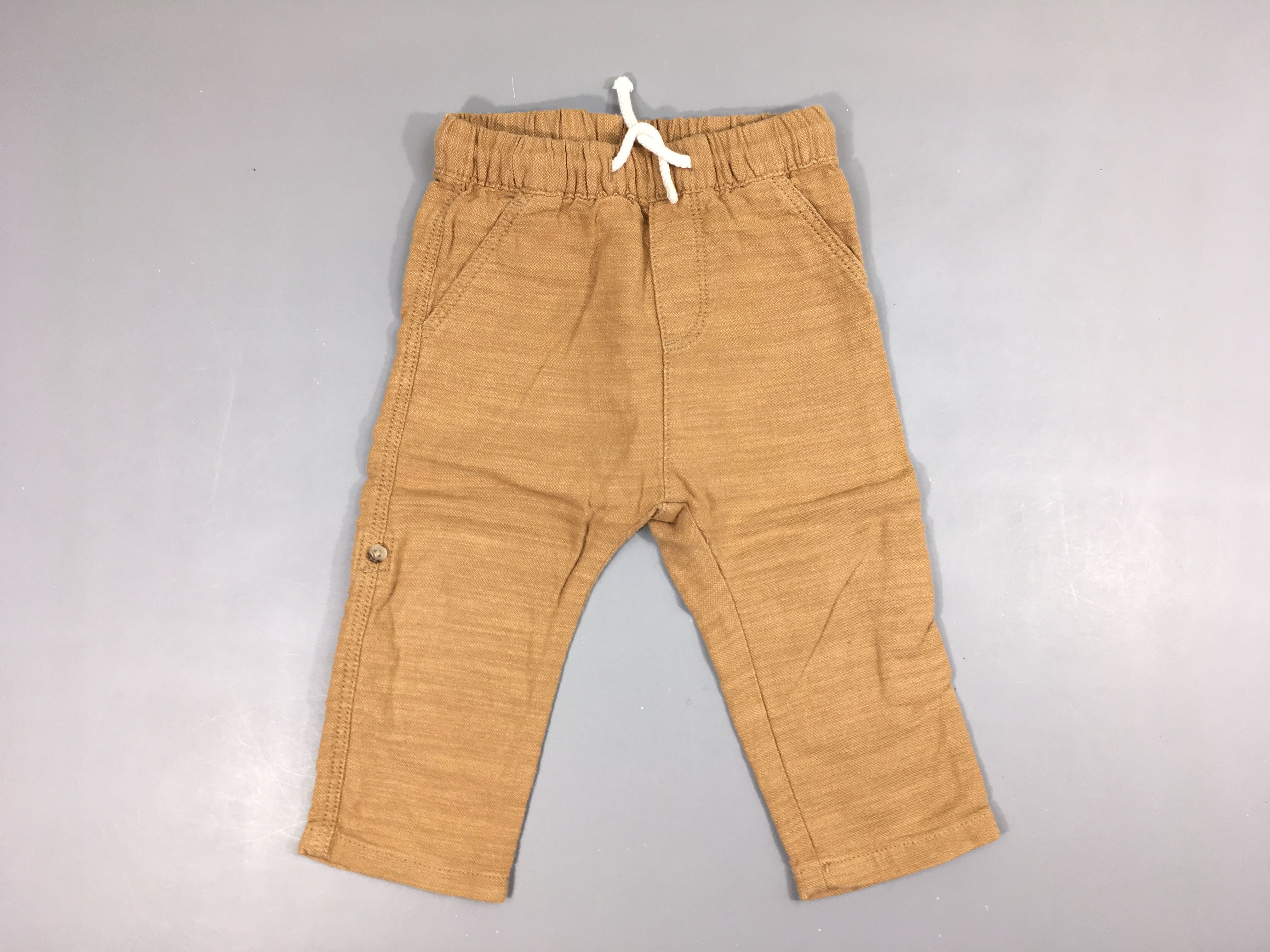 Pantalon léger brun effet lin