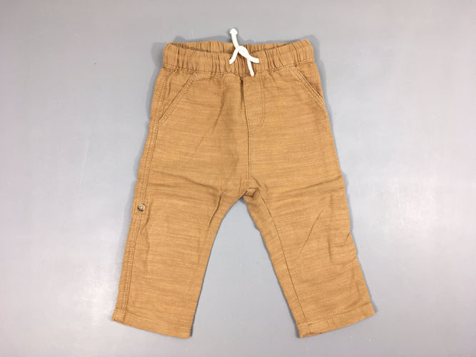 Pantalon léger brun effet lin, moins cher chez Petit Kiwi