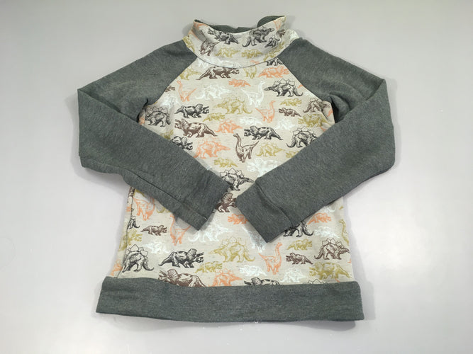 Sweat col montant gris Dino, moins cher chez Petit Kiwi