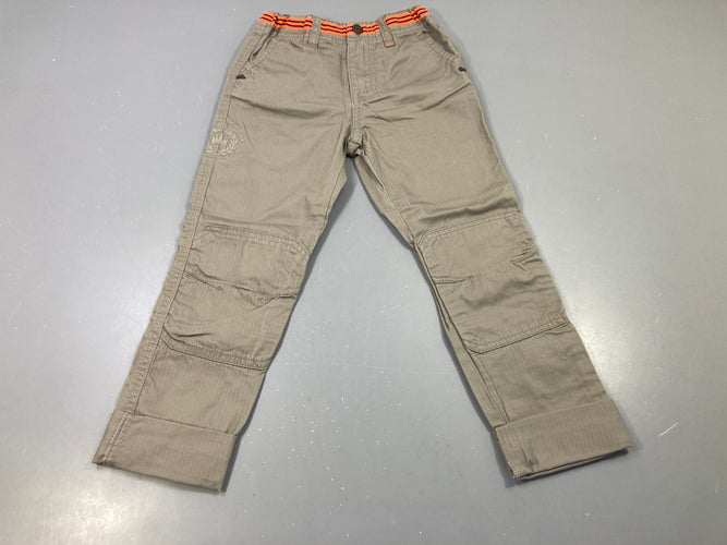 Etat neuf-Pantalon cargo à revers beige ceinture orange rayée, moins cher chez Petit Kiwi