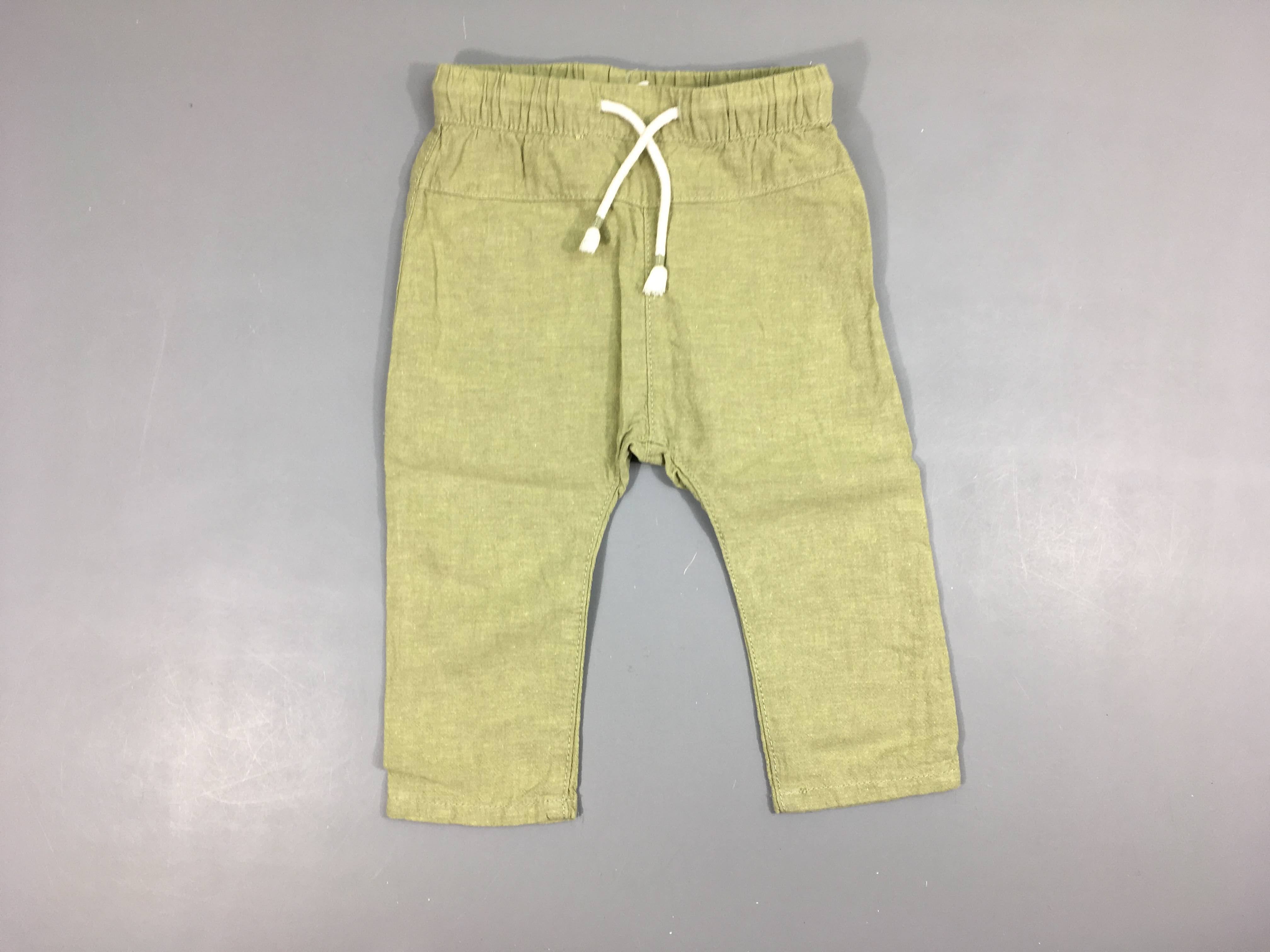 Pantalon léger kaki clair, 55% lin