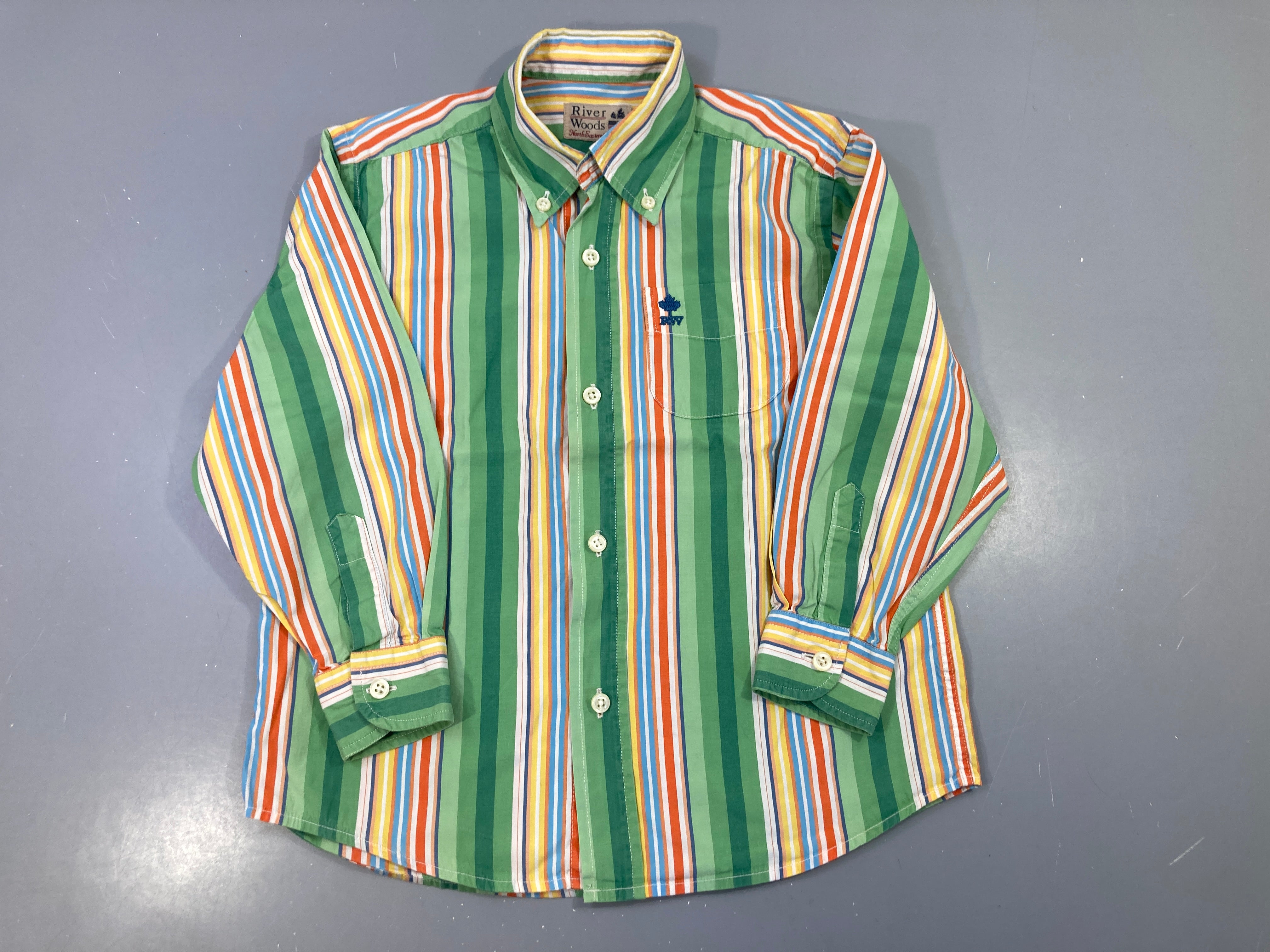 Chemise m.l rayée vert orange bleu jaune