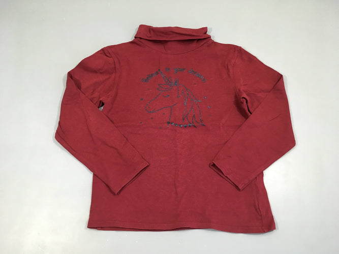 T-shirt col roulé bordeau licorne, moins cher chez Petit Kiwi