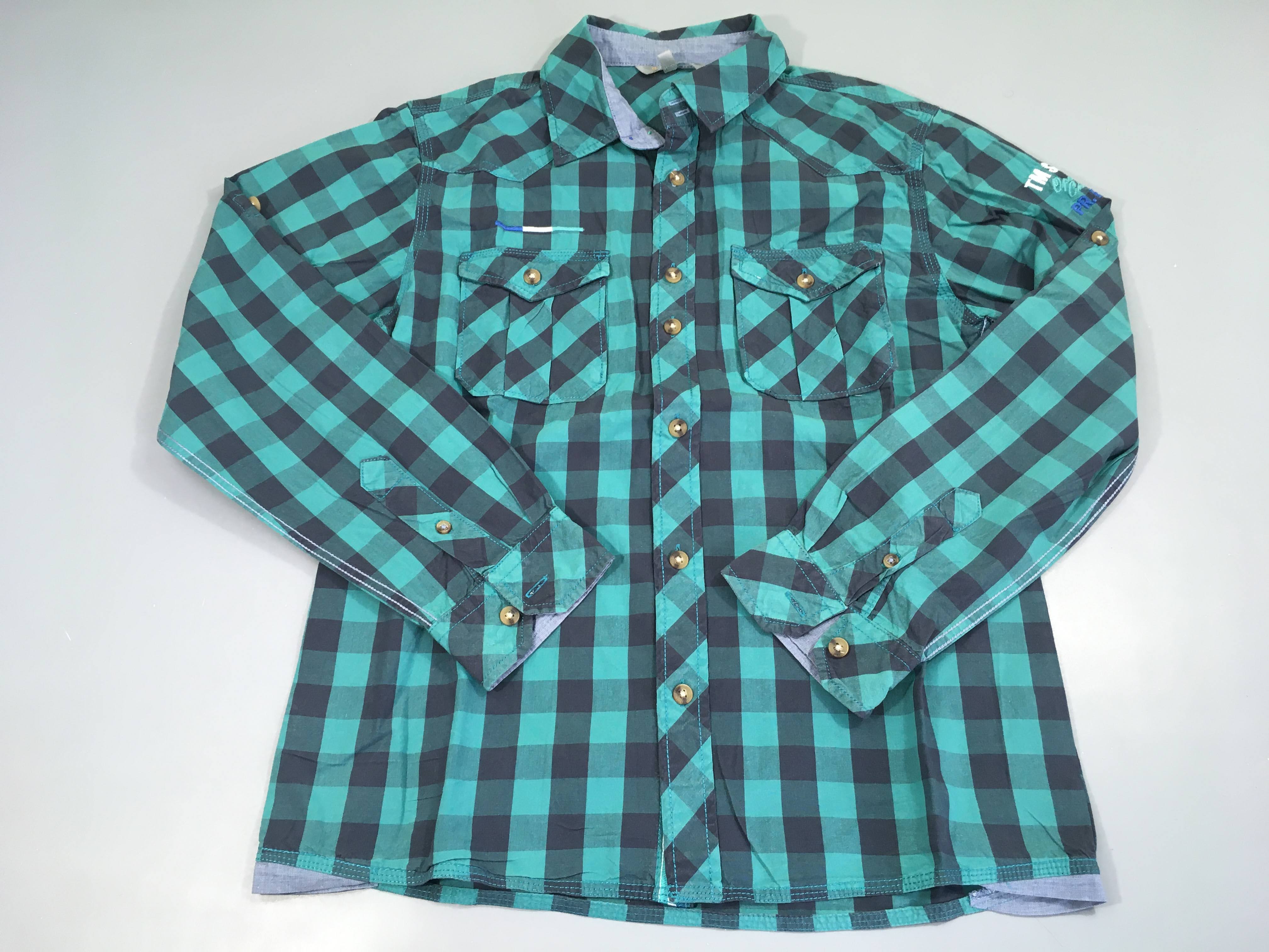 Chemise m.l à carreaux vert/gris