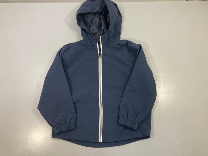 Veste coupe vent capuche bleu marine zippée, moins cher chez Petit Kiwi