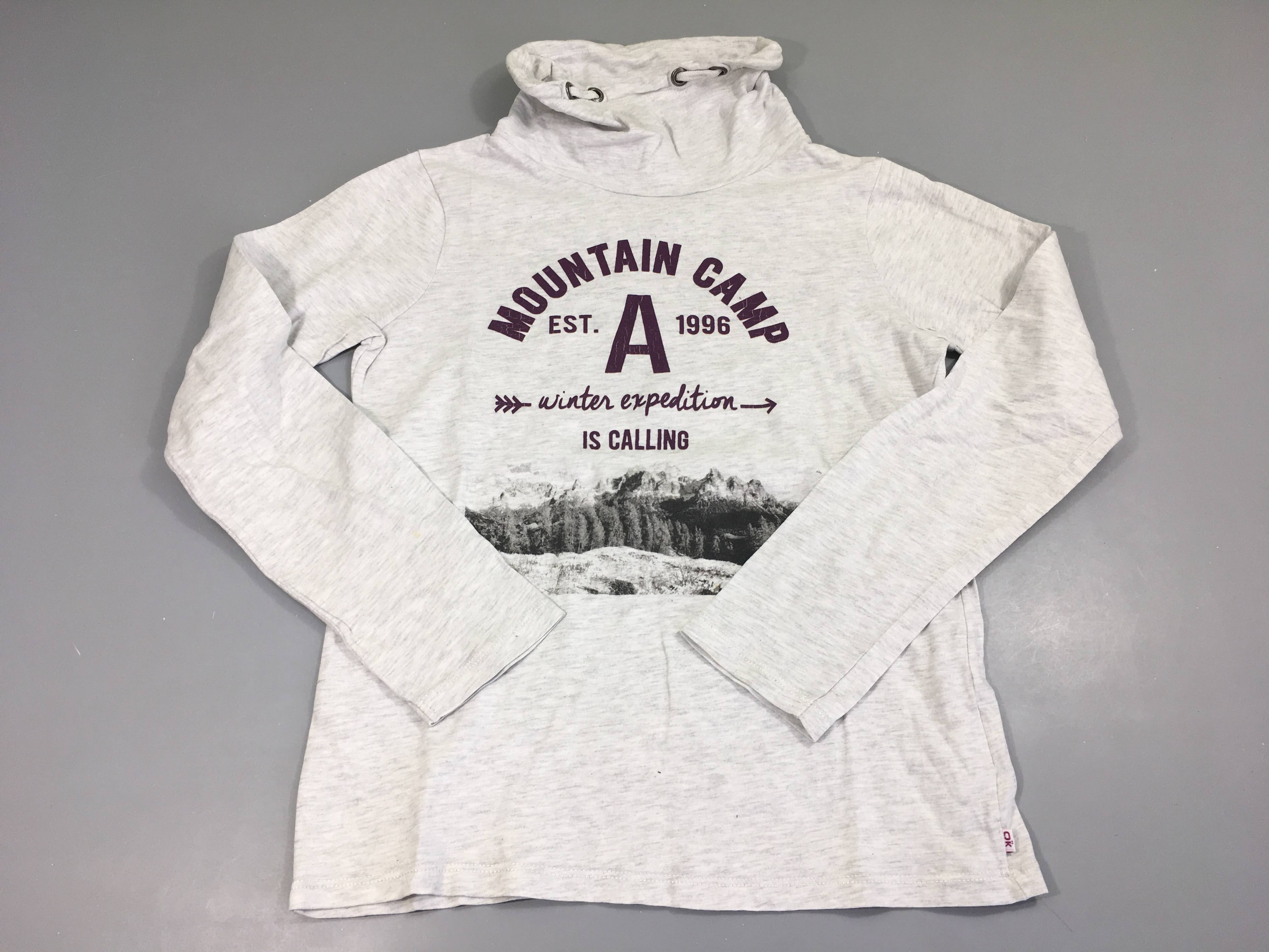 T-shirt m.l gris chiné Mountain col snood