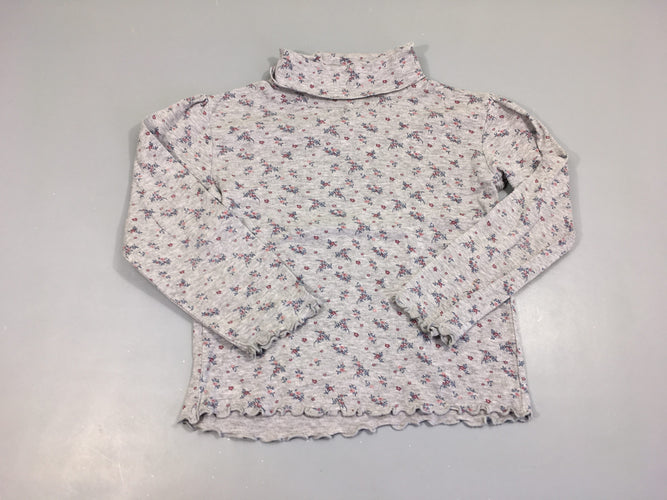 T-shirt col roulégris chiné fleurs, moins cher chez Petit Kiwi