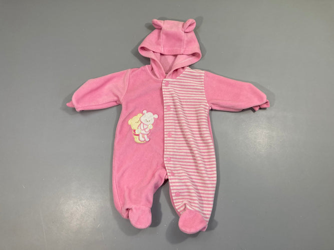 Surpyjama polar rose à capuche, moins cher chez Petit Kiwi