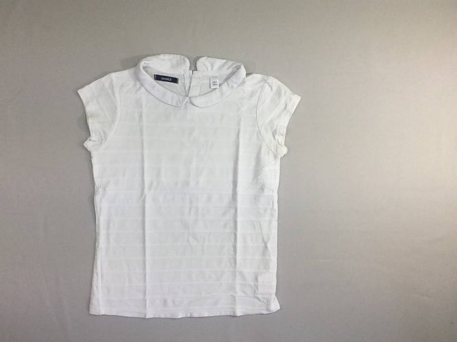 T-shirt m.c blanc rayé texturé col claudine, moins cher chez Petit Kiwi