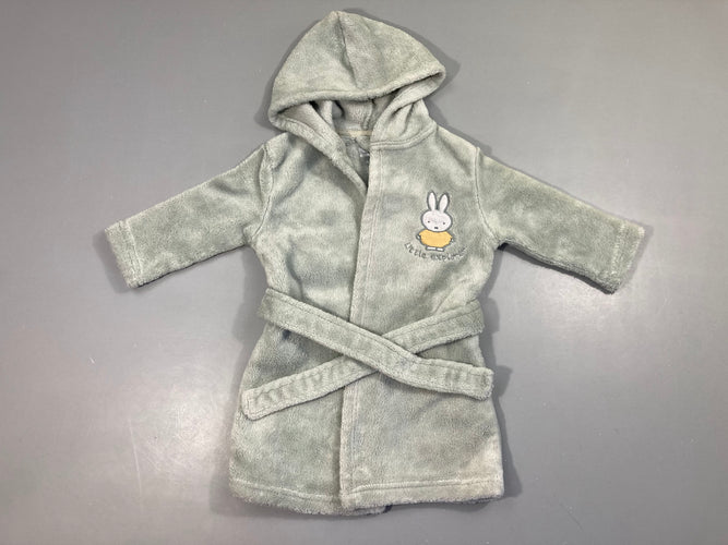 Peignoir velours gris Nintje à capuche, moins cher chez Petit Kiwi