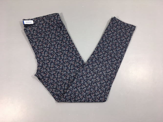 Legging bleu foncé motifs graminées, moins cher chez Petit Kiwi