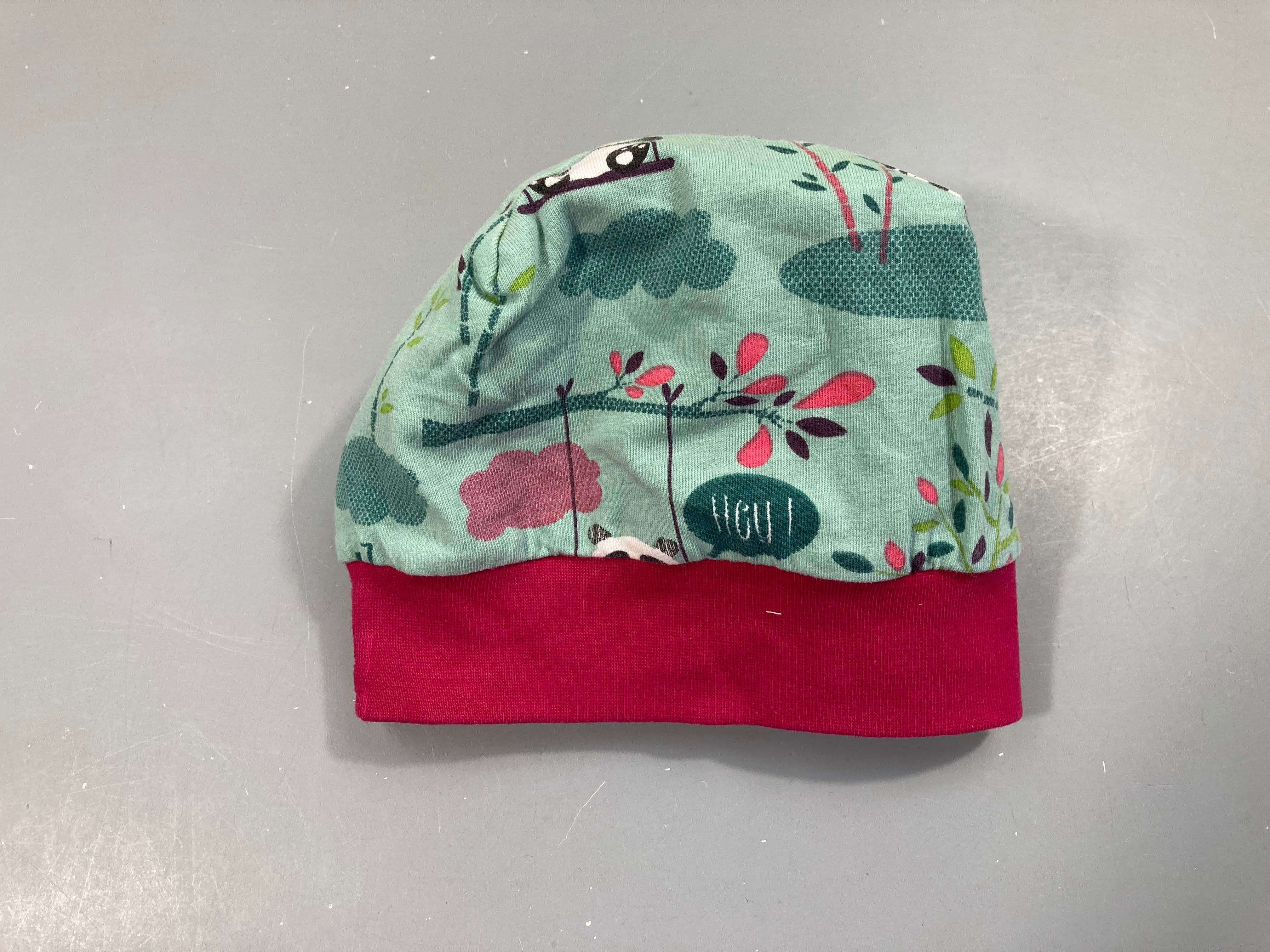 Bonnet jersey bleu/rose pandas