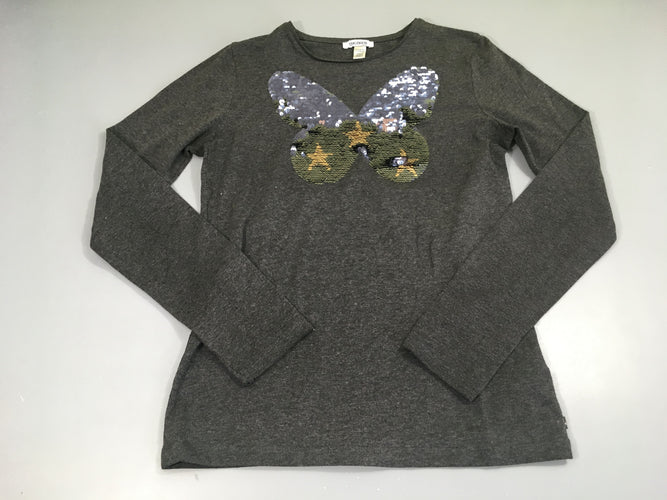 T-shirt m.l gris chiné papillon sequins réversibles, moins cher chez Petit Kiwi