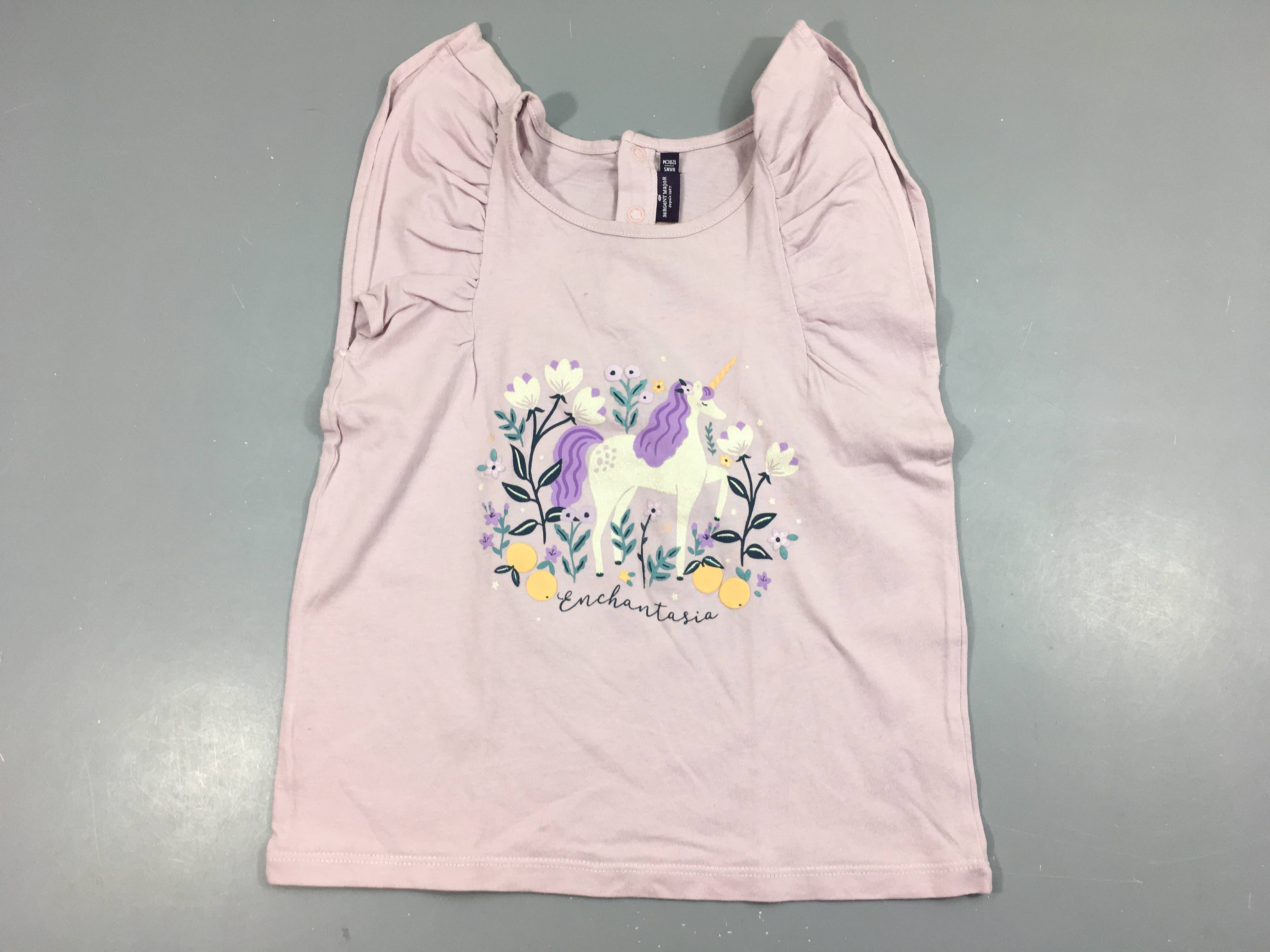 T-shirt s.m rose clair épaules froufrous Licornes