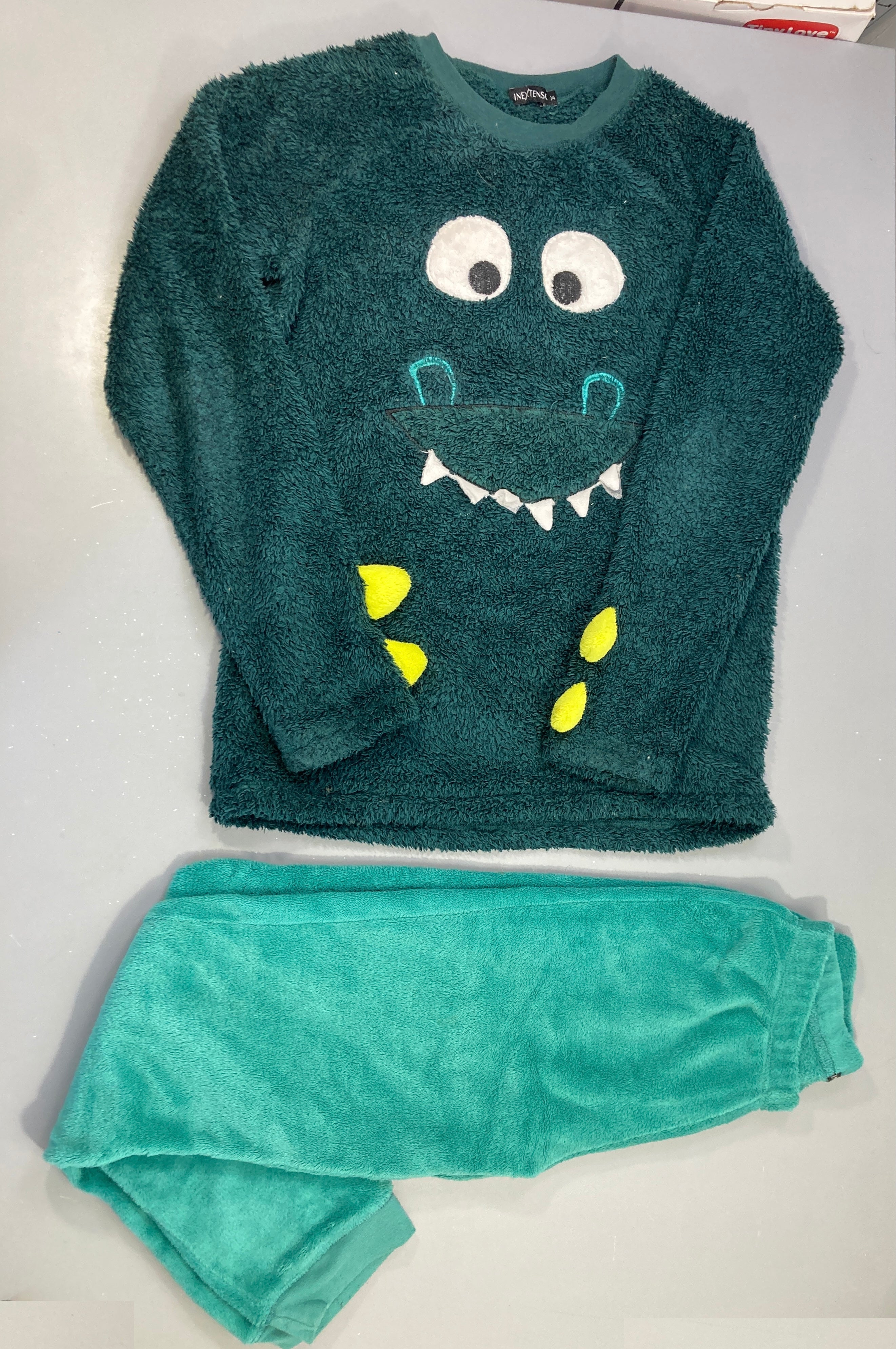 Pyjama 2pcs duveteux vert monstre