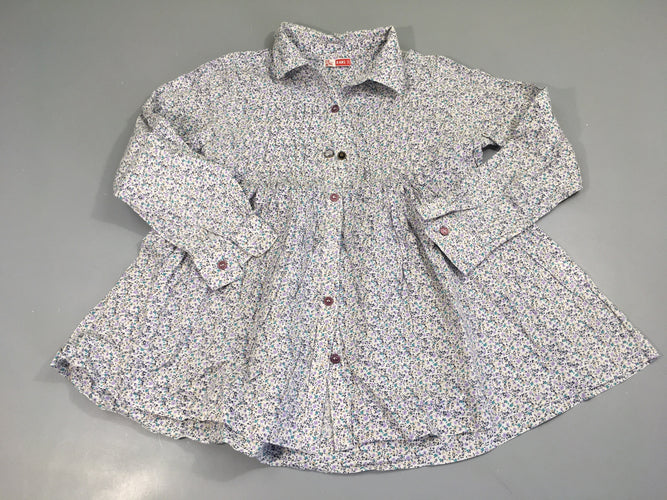 Chemisier ml blanche fleurs, moins cher chez Petit Kiwi