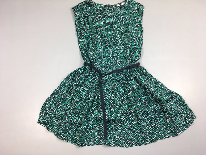 Robe s.m bleu foncé motifs verts et blancs, moins cher chez Petit Kiwi