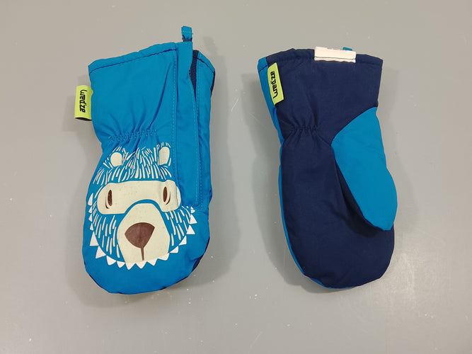 Moufles de ski Wed'ze bleues, motifs ours, moins cher chez Petit Kiwi