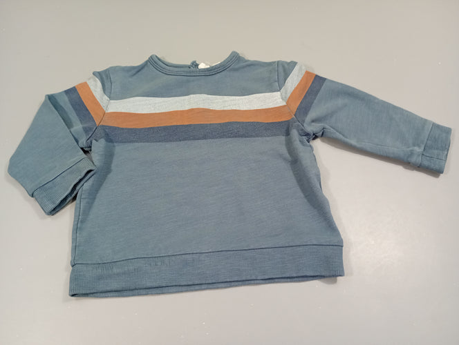 T-shirt m.l bleu flammé rayé gris clair, brun, bleu marine, moins cher chez Petit Kiwi