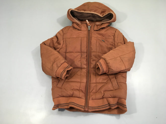 Veste brune zippée à capuche doublé polar, moins cher chez Petit Kiwi