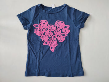 T-shirt m.c bleu marine roses