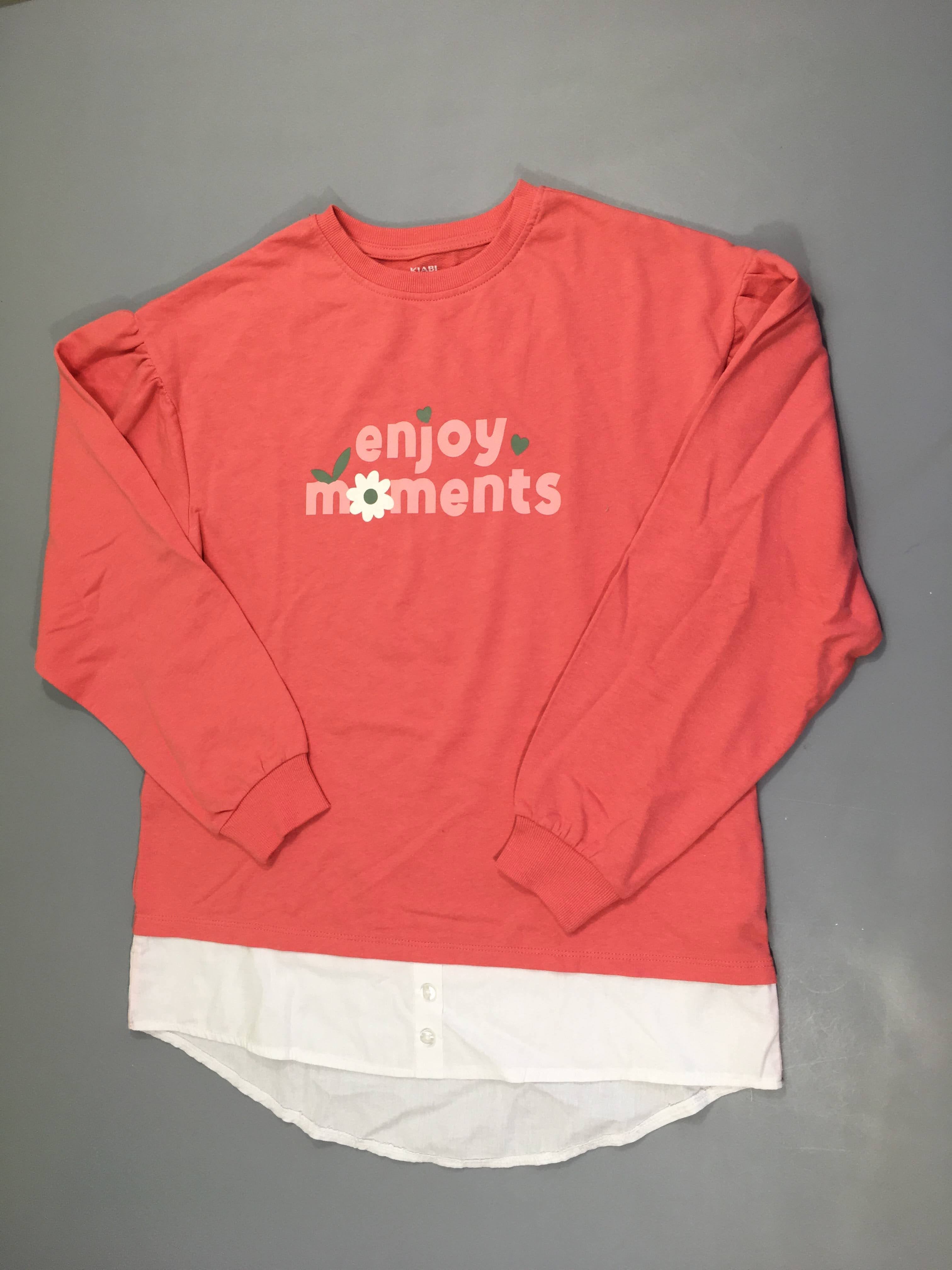 Sweat léger rose effet superposé chemise Enjoy