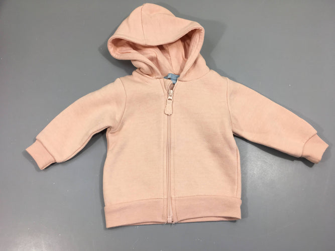 Sweat zippé à capuche rose pâle, moins cher chez Petit Kiwi