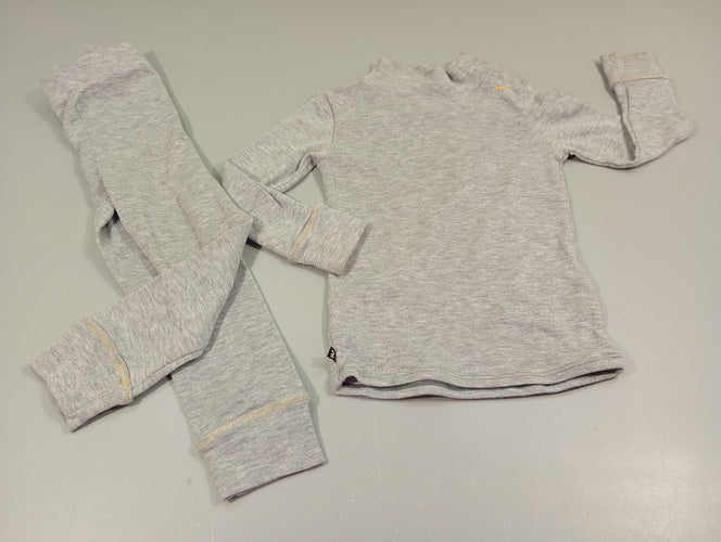 Ensemble thermique T-shirt m.l + Pantalon  gris flammé  "Wed'ze". Petit prix car  taché, moins cher chez Petit Kiwi