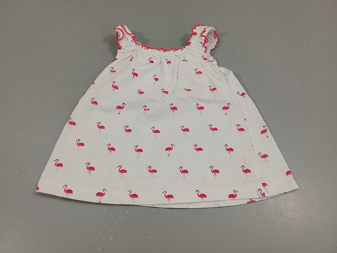 T-shirt s.m blanche,flamants roses, moins cher chez Petit Kiwi