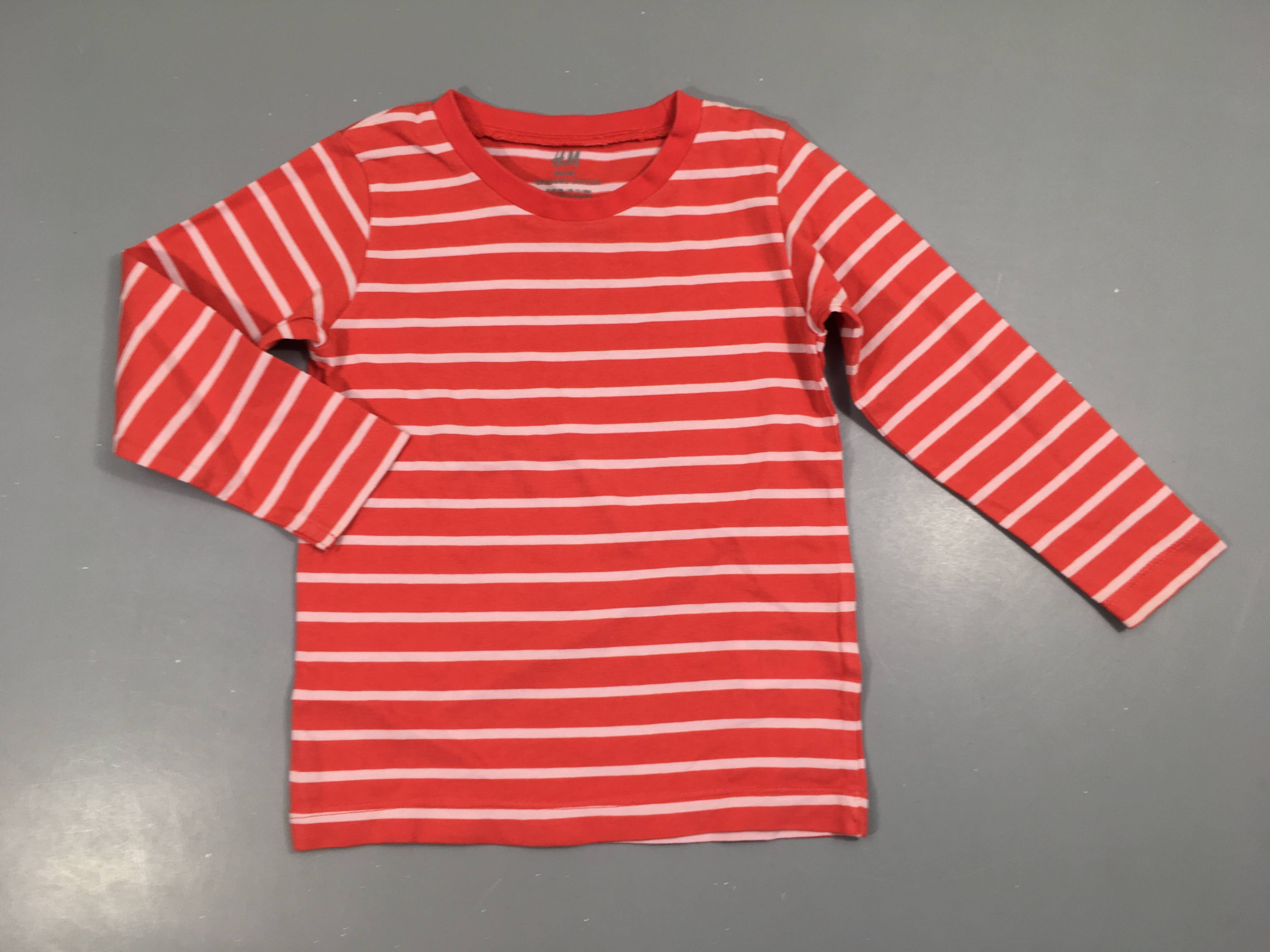 T-shirt m.l rouge rayé blanc