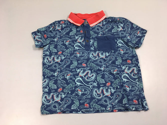 Polo m.c bleu/rouge dragons/tigres, moins cher chez Petit Kiwi
