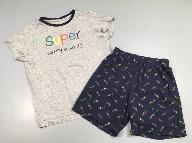 Pyjashort 2pcs jersey gris flammé super, flocage craquelé, moins cher chez Petit Kiwi