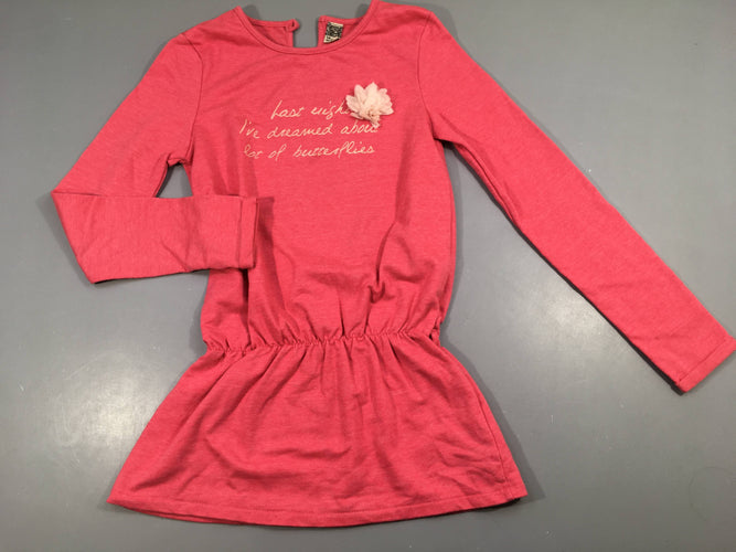 Tunique molleton rose chiné fleur tulle, moins cher chez Petit Kiwi