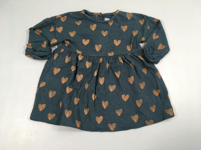 Robe m.l molleton bleu foncé coeurs, moins cher chez Petit Kiwi