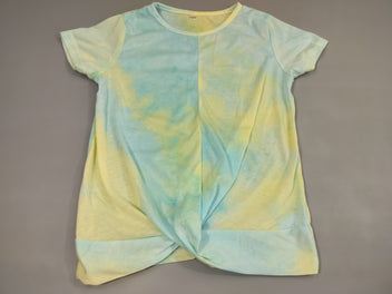 T-shirt m.c noeud à la taille ,  effet tie&die bleu, jaune, vert