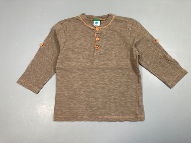 T-shirt m.l brun grisé flammé boutons, moins cher chez Petit Kiwi