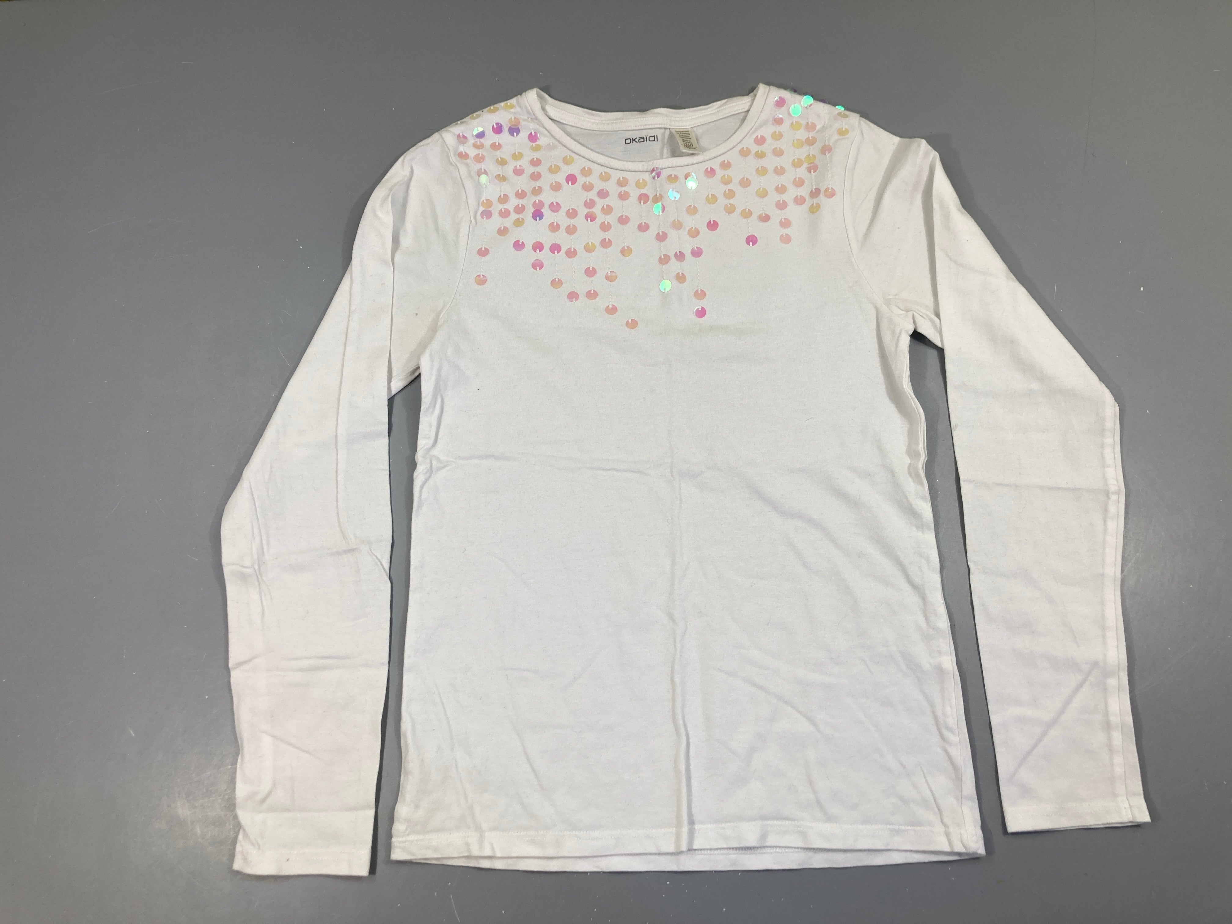 T-shirt m.l blanc sequins, bouloché