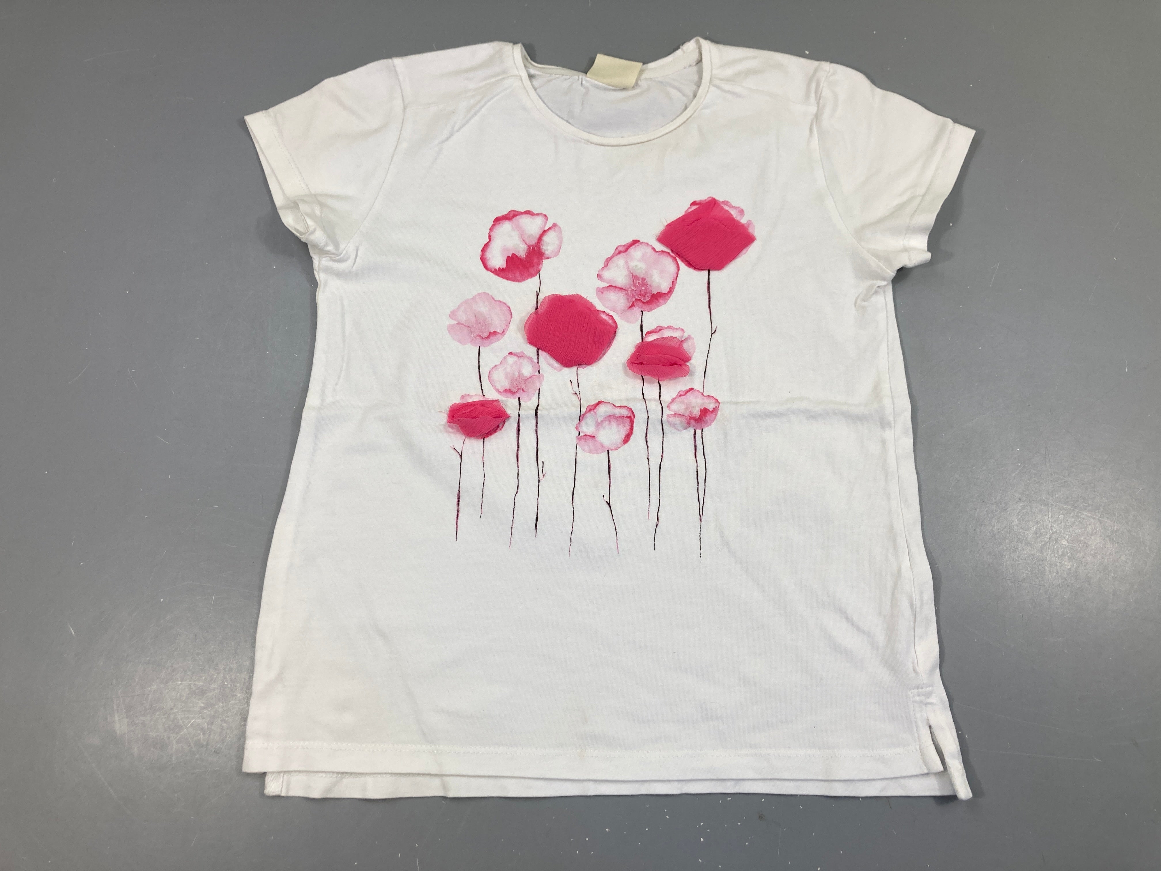 T-shirt m.c blanc fleurs tulle