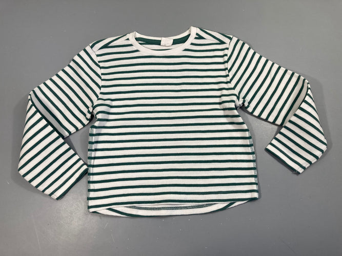 Pull blanc rayé vert, moins cher chez Petit Kiwi