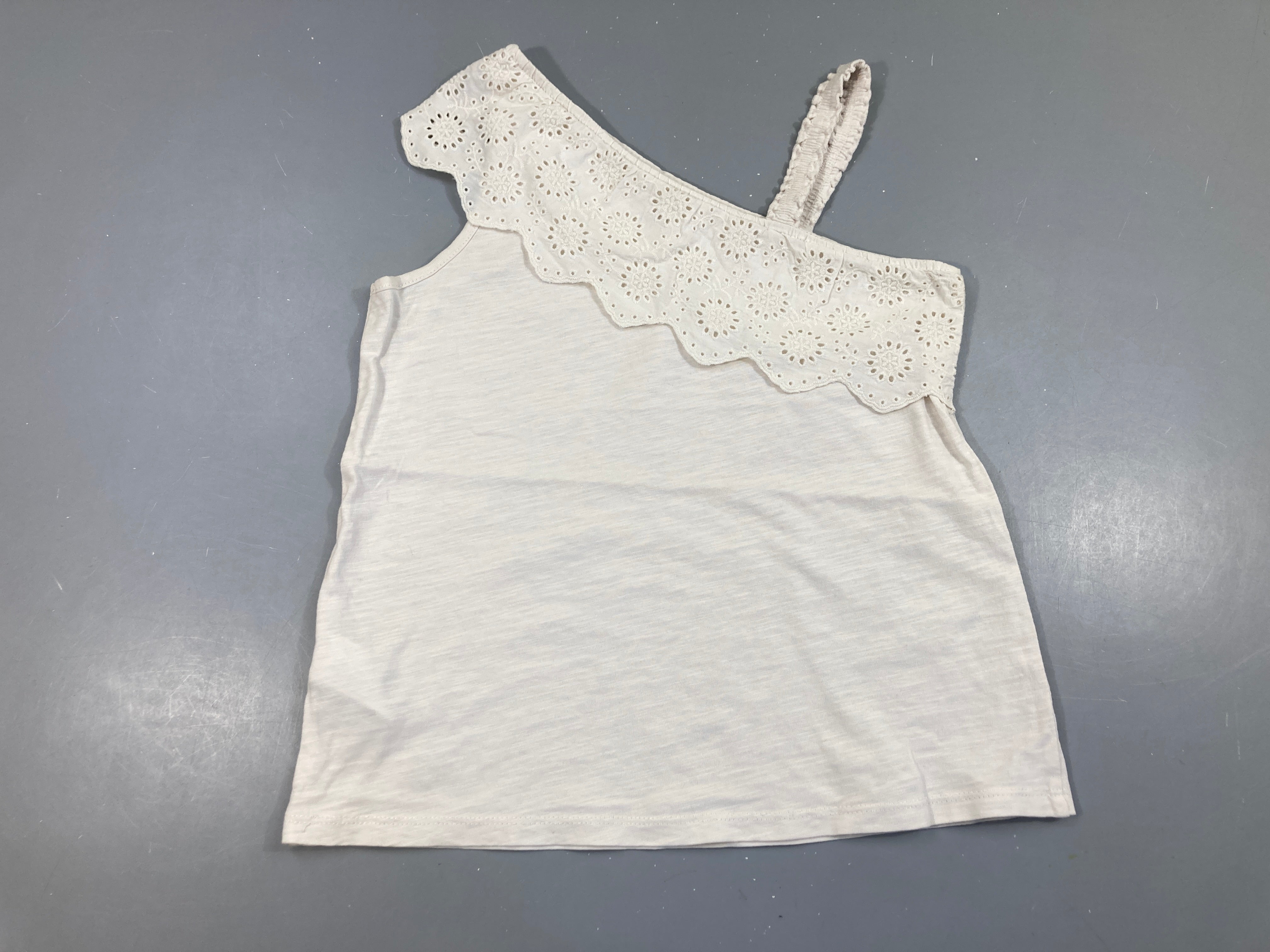 Top jersey blanc flammé, broderies