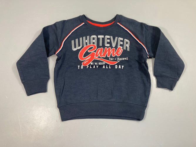 Sweat bleu marine flammé Game, moins cher chez Petit Kiwi